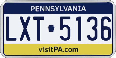 PA license plate LXT5136
