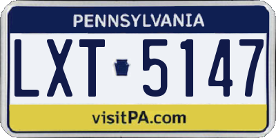 PA license plate LXT5147