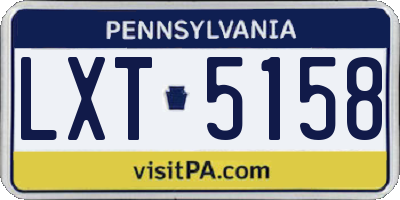 PA license plate LXT5158