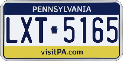 PA license plate LXT5165
