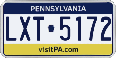 PA license plate LXT5172