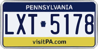 PA license plate LXT5178