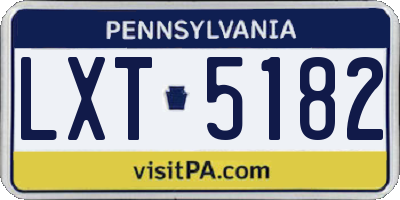 PA license plate LXT5182