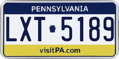 PA license plate LXT5189