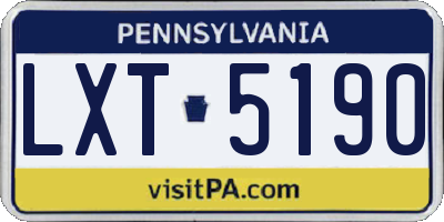 PA license plate LXT5190