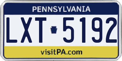 PA license plate LXT5192