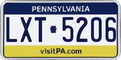 PA license plate LXT5206