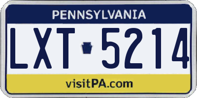 PA license plate LXT5214