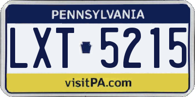 PA license plate LXT5215