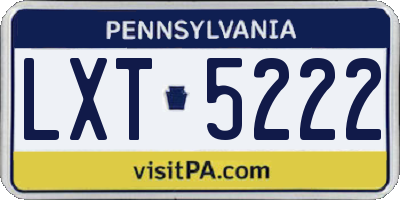PA license plate LXT5222