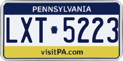 PA license plate LXT5223