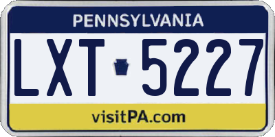 PA license plate LXT5227