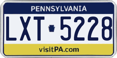 PA license plate LXT5228