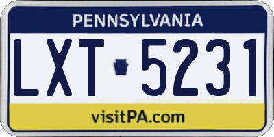 PA license plate LXT5231