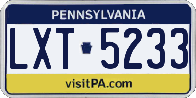 PA license plate LXT5233