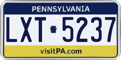 PA license plate LXT5237