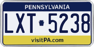 PA license plate LXT5238