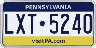 PA license plate LXT5240