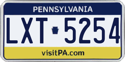 PA license plate LXT5254
