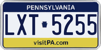 PA license plate LXT5255