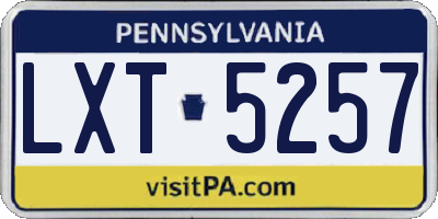 PA license plate LXT5257
