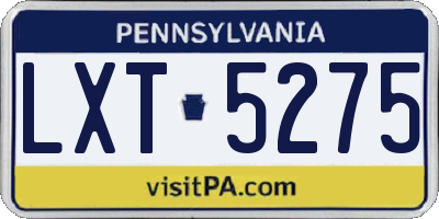 PA license plate LXT5275