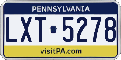 PA license plate LXT5278