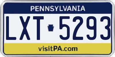 PA license plate LXT5293