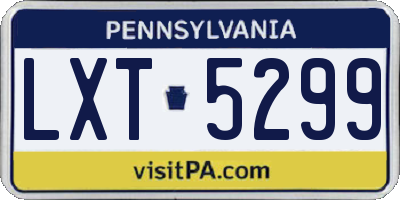 PA license plate LXT5299