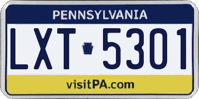 PA license plate LXT5301