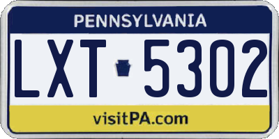 PA license plate LXT5302
