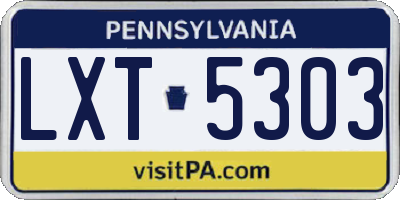 PA license plate LXT5303