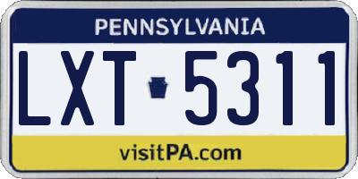 PA license plate LXT5311