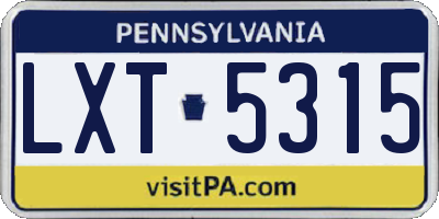 PA license plate LXT5315