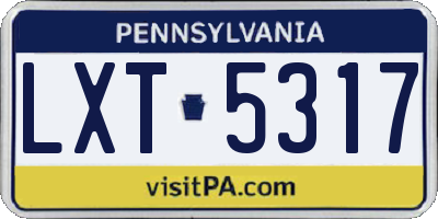 PA license plate LXT5317
