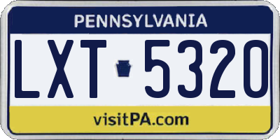 PA license plate LXT5320