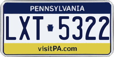 PA license plate LXT5322