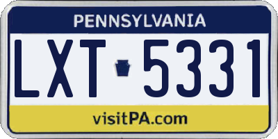 PA license plate LXT5331