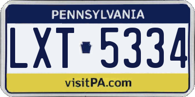 PA license plate LXT5334
