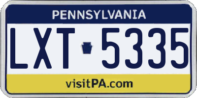 PA license plate LXT5335
