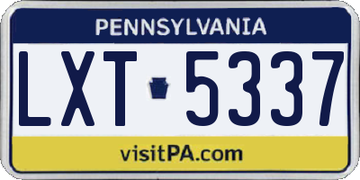 PA license plate LXT5337