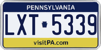 PA license plate LXT5339