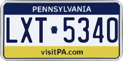PA license plate LXT5340