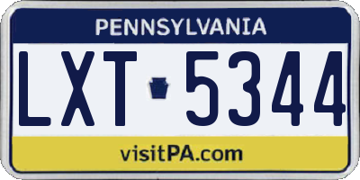 PA license plate LXT5344