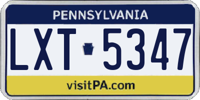 PA license plate LXT5347