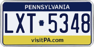 PA license plate LXT5348