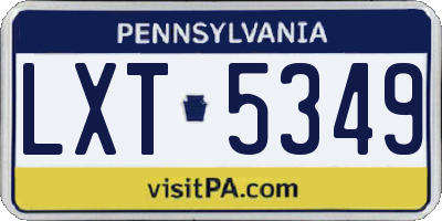 PA license plate LXT5349