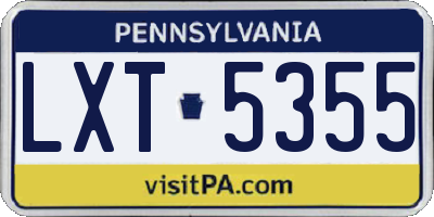 PA license plate LXT5355