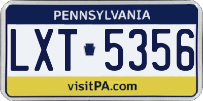 PA license plate LXT5356