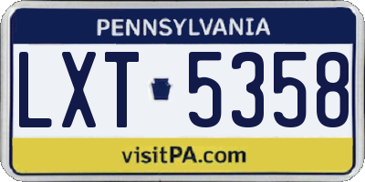 PA license plate LXT5358
